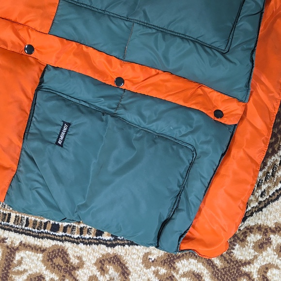 Vintage Hunter Orange Down Vest Puffer Vest Puffy Hunting Green Western Cowboy - Picture 5 of 16